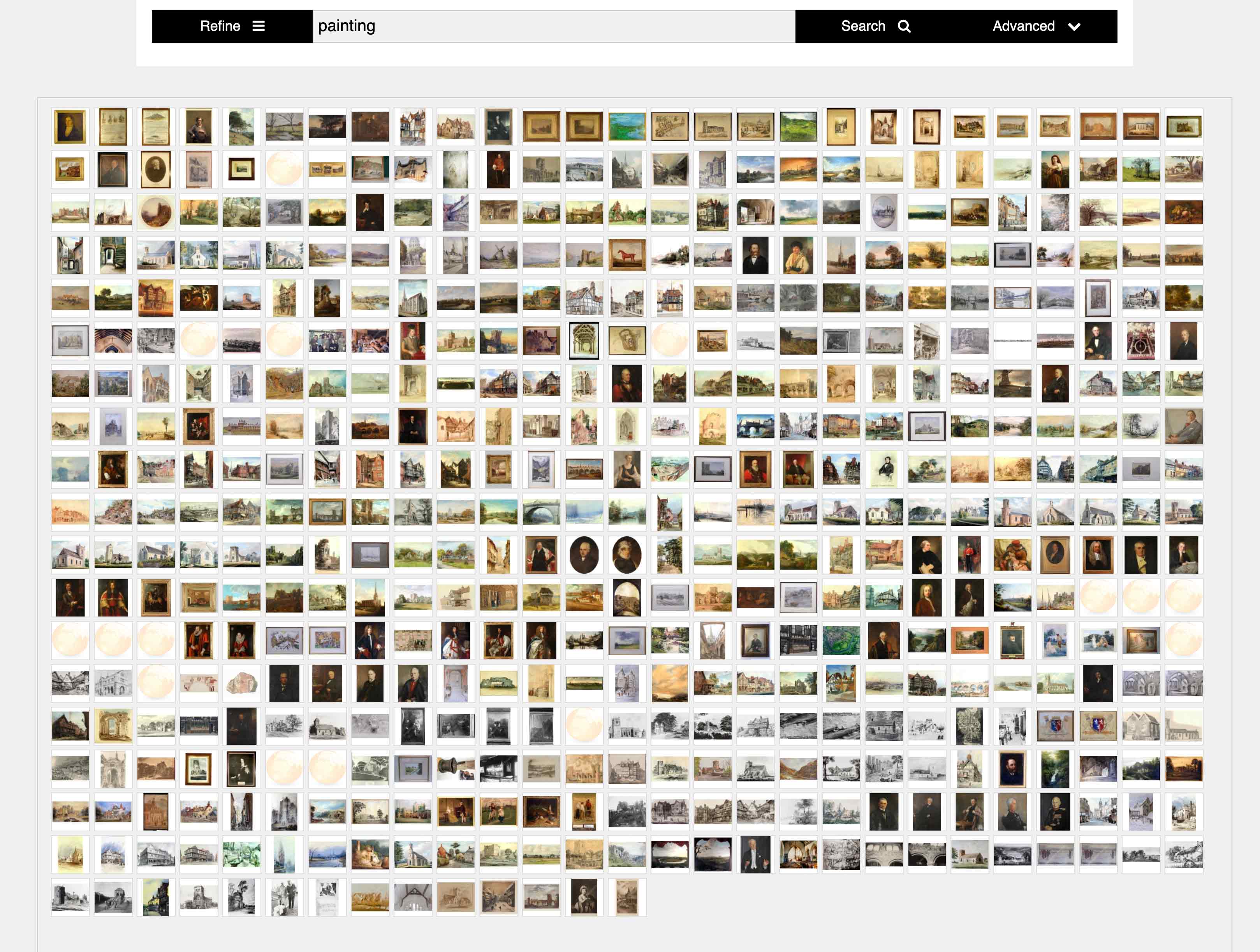 Mosaic image gallery with dynamic search and refinement